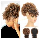 Afro Puff Drawstring Ponytail with Bangs