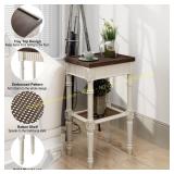 COZAYH Distressed Espresso Tray Table, White
