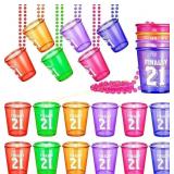 Yinkin 12 Pack  Finally 21  Shot Glass Necklaces