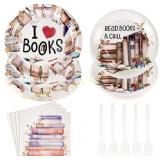 Grencian 96 Pcs Book-Themed Party Supplies Set