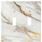 Light Switch Cover Plate White Marble 2-Gang