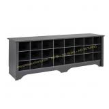 Prepac Black Shoe Storage Bench with 24-Cubbies