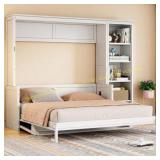 H&B QUEEN Murphy BedFrame w/ Desk, White (3 Boxes)
