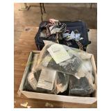 Suitcase, neckties, safety harness