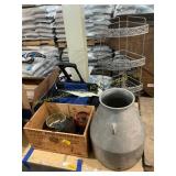 Milk can, shelf, bag, advertising crate