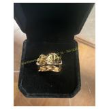 Ladies Golden Retro Stacked Ring Size 5