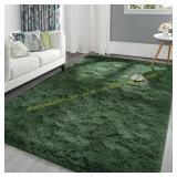 Pettop Fluffy Deep Green Rug 4x6, Non-Slip