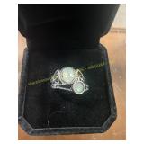 Ladies Stacked Retro Gemstone Ring Size 6