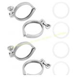 QWORK 3" Single Pin Tri-Clamp, SS304, 4-Pack