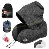 Travel Pillow with Hood   Memory Foam, Grey