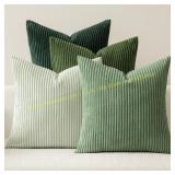 MIULEE 4-Pack Green Corduroy Pillow Covers