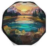 Stained Glass Mountain Sunset Sun Shade Umbrella A