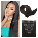 Clip in Hair Extensions, 16" 8pcs Black