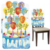 2 Pcs Birthday Chair Cover (Blue)