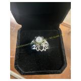 Ladies Stacked Pearl Colored Gem Ring 6