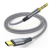 JXMOX USB-C to 3.5mm Audio Cable, 4ft, Grey