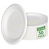 Aricsen 50 Pack 10" Compostable Paper Plates