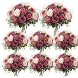 Geosar 8 Bundles Artificial Peonies Bouquet