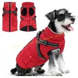 Fur time Dog Winter Coat with Harness Waterproof J