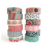 Washi Tape Set 12 Rolls 15 mm Wide (Retro)