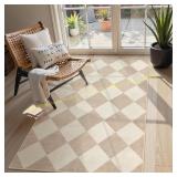 Beeiva Checkered 3x5 Washable Rug, Non Slip