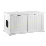 White Cat Washroom Bench Litter Box Cover