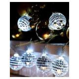 BBTO LED Disco Ball String Light 1.57" Silver