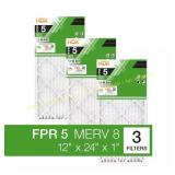 HDX 12x24x1 Pleated Furnace Filter FPR5, MERV8