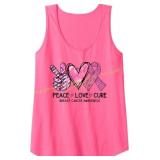 Peace Love Cure Pink Ribbon Tank Top Sz 2x