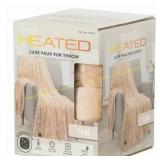 Berkshire Heated Faux Fur Throw, 50x60, Tan