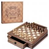AMEROUS Magnetic Chess Set, Walnut Board