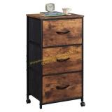 WLIVE Dresser: 3 Drawers, Nightstand, Wheels