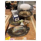 Silver Plated Platters, Pitcher, Misc