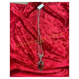 10in Red Quartz Crystal Butterfly Necklace