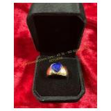 Ladies wide Band Saphire Heart Ring Size 6