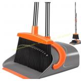 Broom & Dustpan Set, Gray/Orange