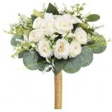 5ct Bride & Bridesmaid Wedding Bouquets, 9" White