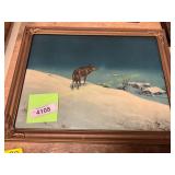 Framed Mountain/Wolf Picture
