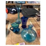 4ct Assorted Blue Vases