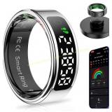Smart Ring Health Tracker, Silver, Size 9#