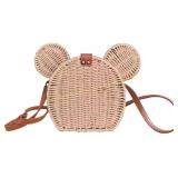 Exigent Panda Rattan Straw Crossbody Bag