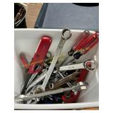 Trashcan with Wrenches, Screwdrivers, Lighter