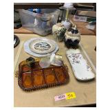 Carnival Glass Divided Plate, Urn, China