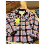 Womens LG Plaid Button Up Sherpa Shacket