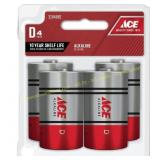Ace D Alkaline Batteries 4 pk Carded