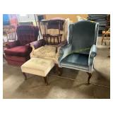 3 Chairs, Ottoman, Lamp, Magazine Rack