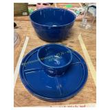 Longaberger Divided Plate w/Small + Lg Bowls