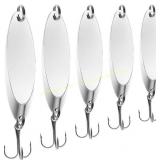 FREGITO 5pcs Fishing Spoons, Lures (Silver)