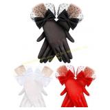 Geyoga 3 Pairs Lace Gloves Silk Tea Party