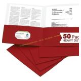 Zzrywuty 50 Pockets Paper Folders, Letter, Red